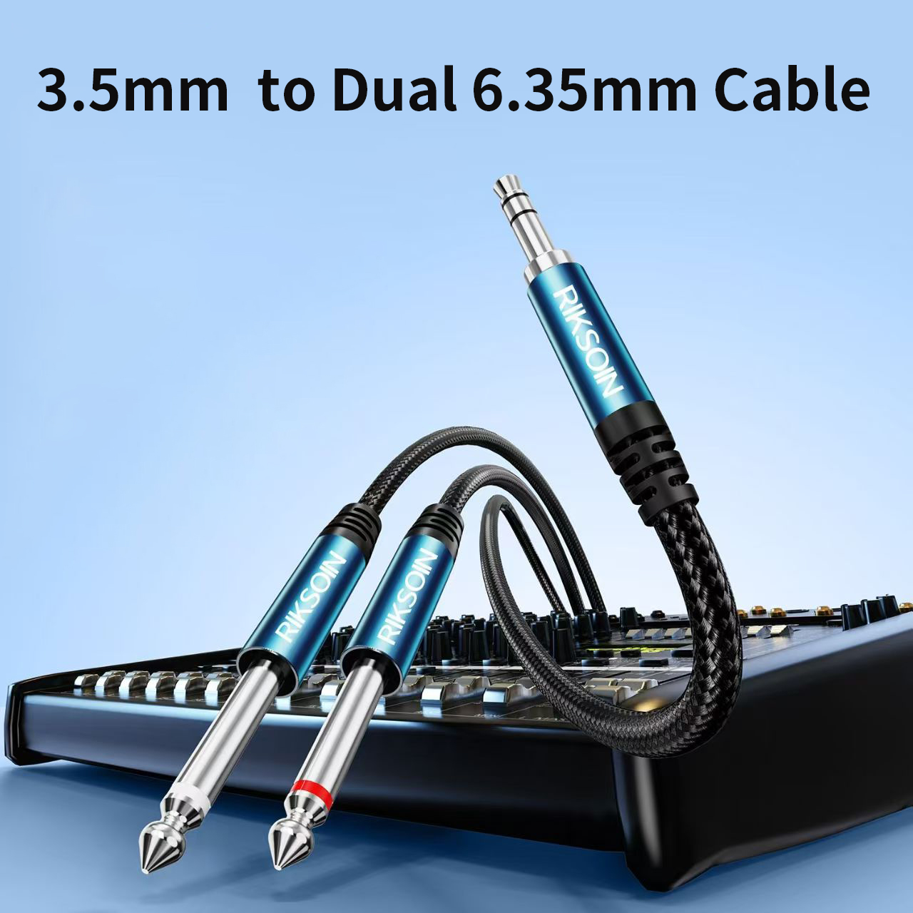 Audio Splitter Y - สายเคเบิลแยกสัญญาณ 3.5 มม. TRS เป็นคู่ 6.35
