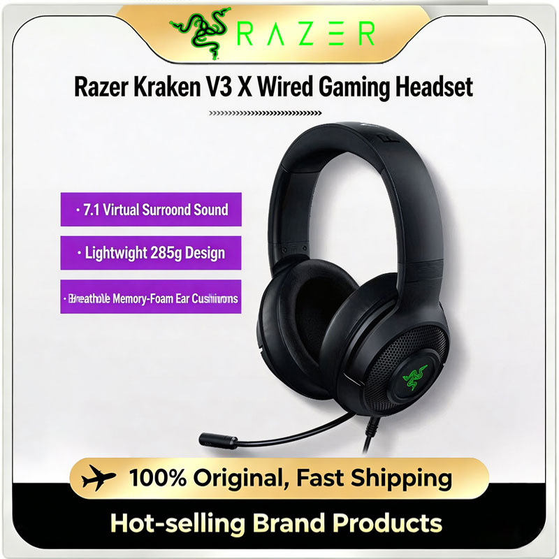 Gaming Headset Rgb - หูฟังเกมมิ่ง Razer Kraken V3 X แบบมีสาย