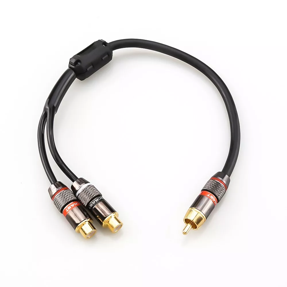 Audio Splitter Y - 30 ซม.ชุบทอง RCA ชาย 2 หญิง