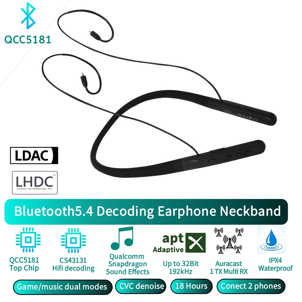Audiophile Headphone Wired - หูฟังไร้สายแบบคล้องคอระดับนักฟังเพลง บลูทูธ 5.4 QCC.5181 รองรับ LHDC