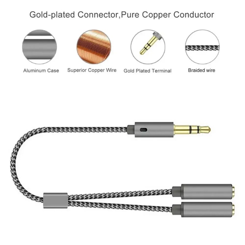 อะแดปเตอร์หูฟัง สายแยกเสียงไมค - Audio Splitter Y บทวิจารณ์และราคา